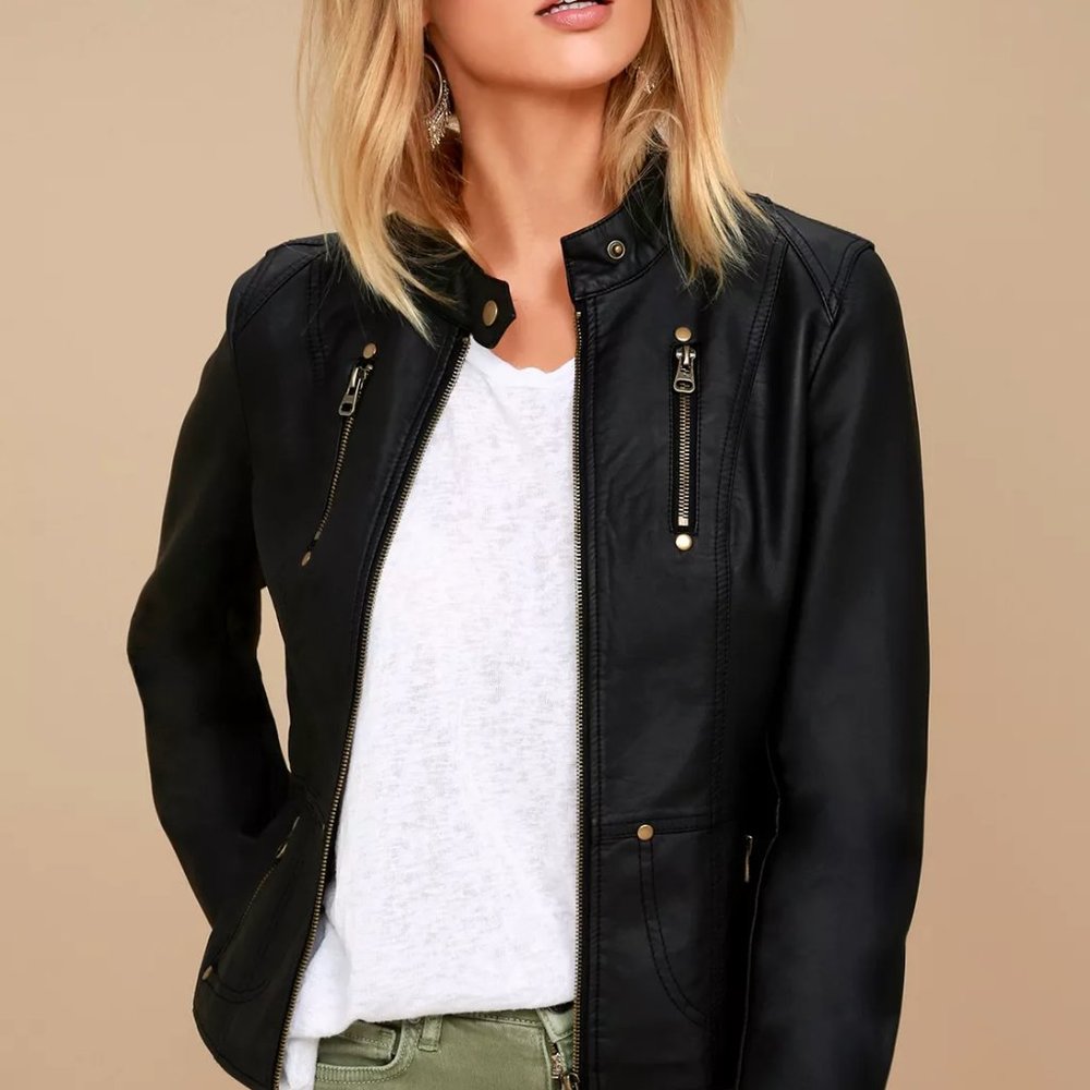 Vegan Leather Moto Jacket - Picture 9 of 12
